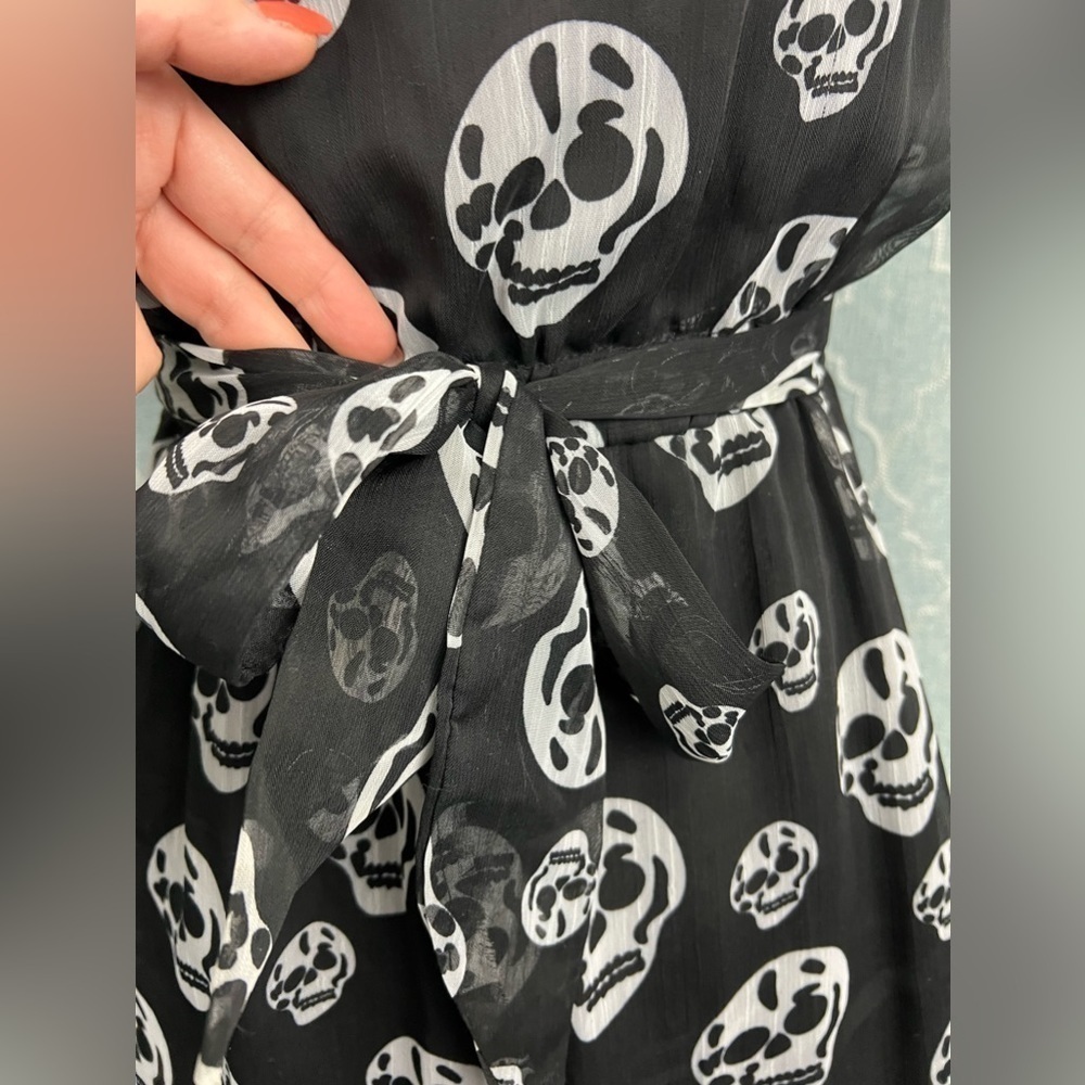 Snow Traffic Skull Pattern Skater Dress - Size S - Picture 5 of 8